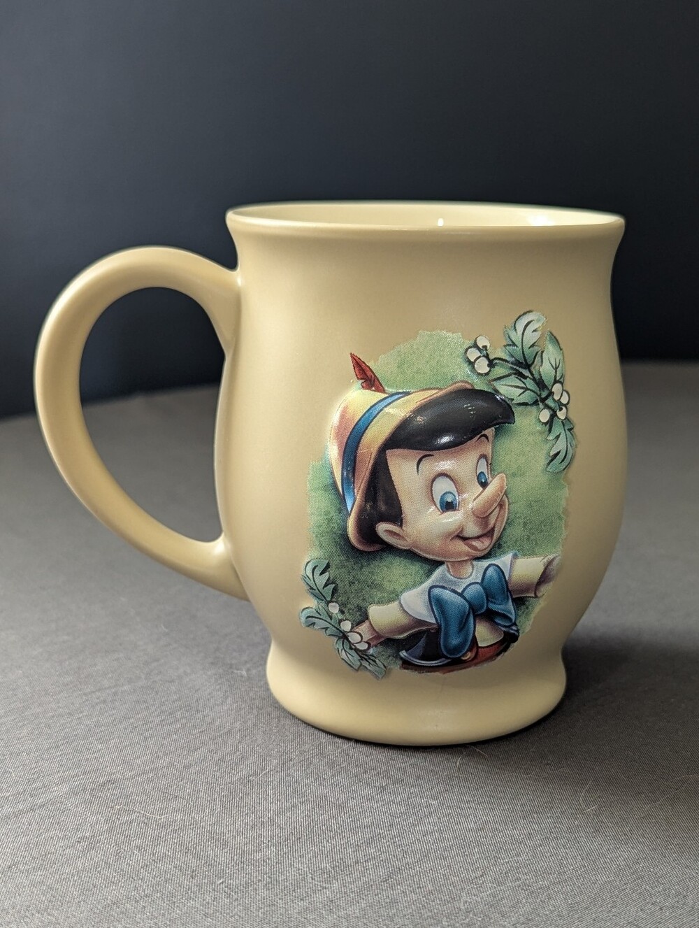 Disney Store Pinocchio 3D Embossed Raised Ceramic Tan Mug 16oz